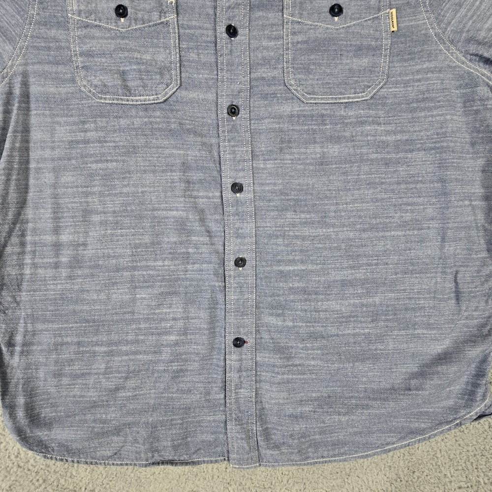 Woolrich  Shirt Mens XL Blue Chambray Casual Short Sleeve‎ Button Up Pockets - Picture 4 of 13